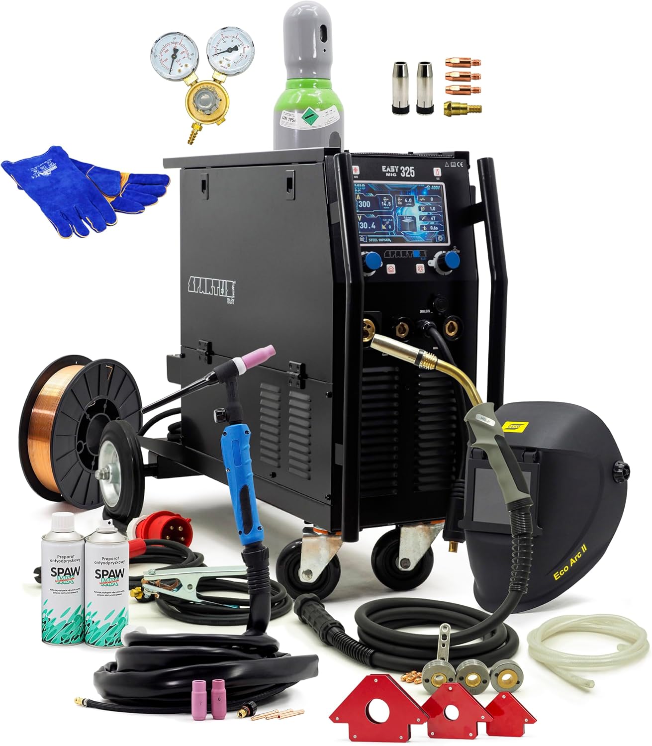 Spartus EasyMIG 325 XXL Set MIG MAG TIG saldatrice 400V 300A