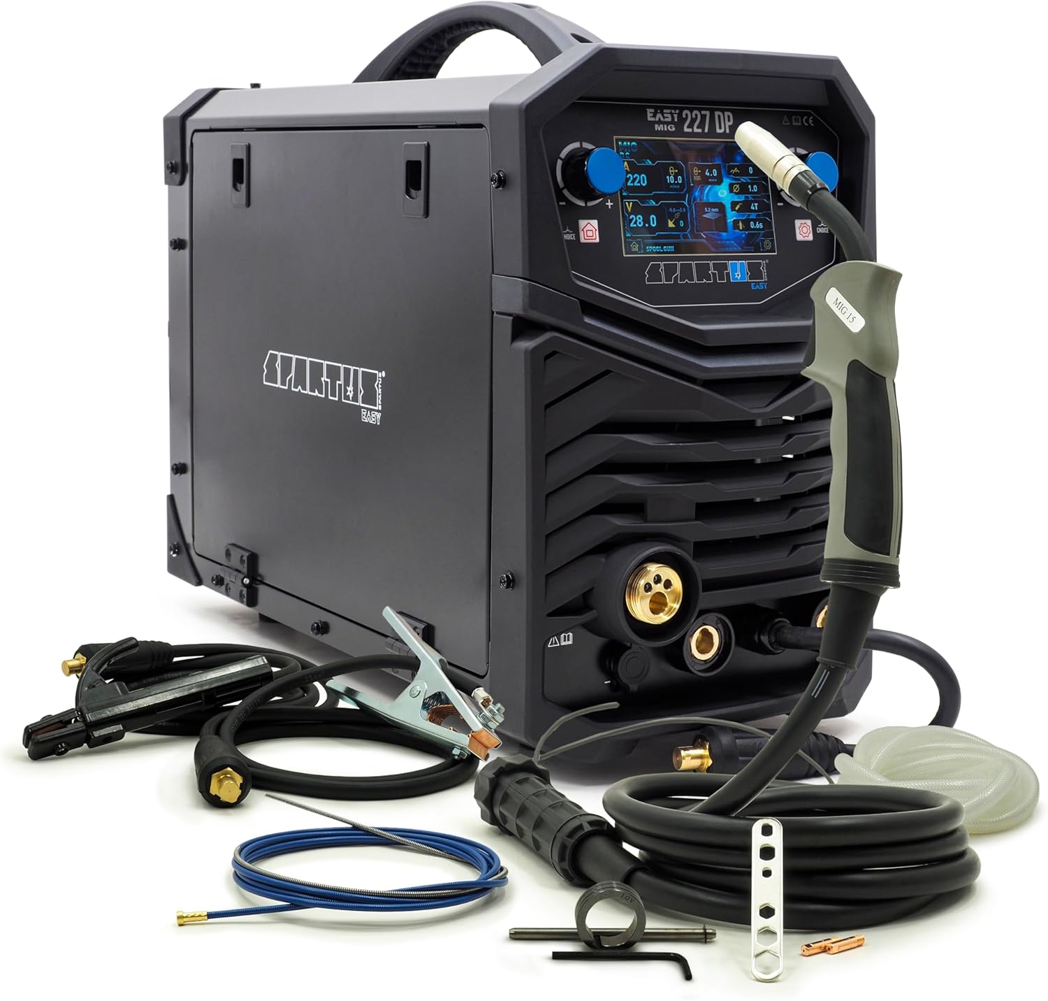 Spartus EasyMIG 227 LCD - Saldatrice MIG/MAG con funzione TIG e opzione in alluminio